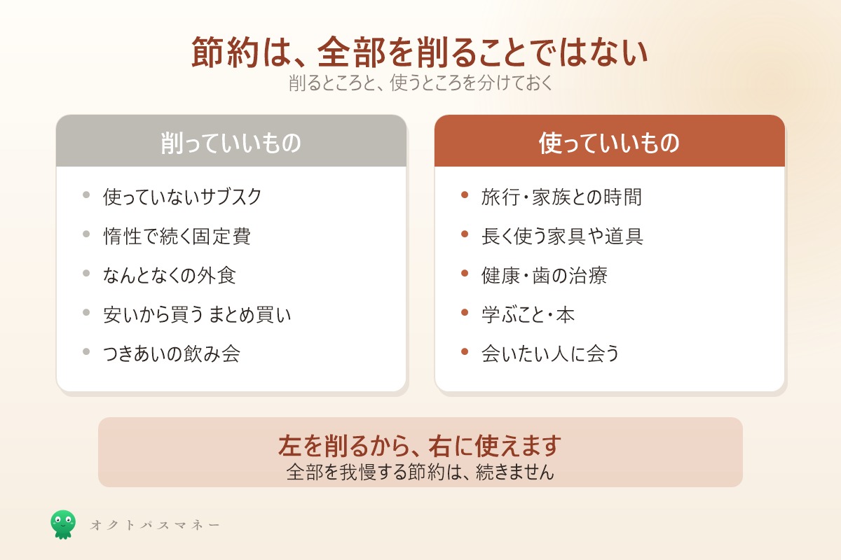 削っていいものと使っていいものの分け方 サブスクや惰性の固定費と、旅行や健康や学び
