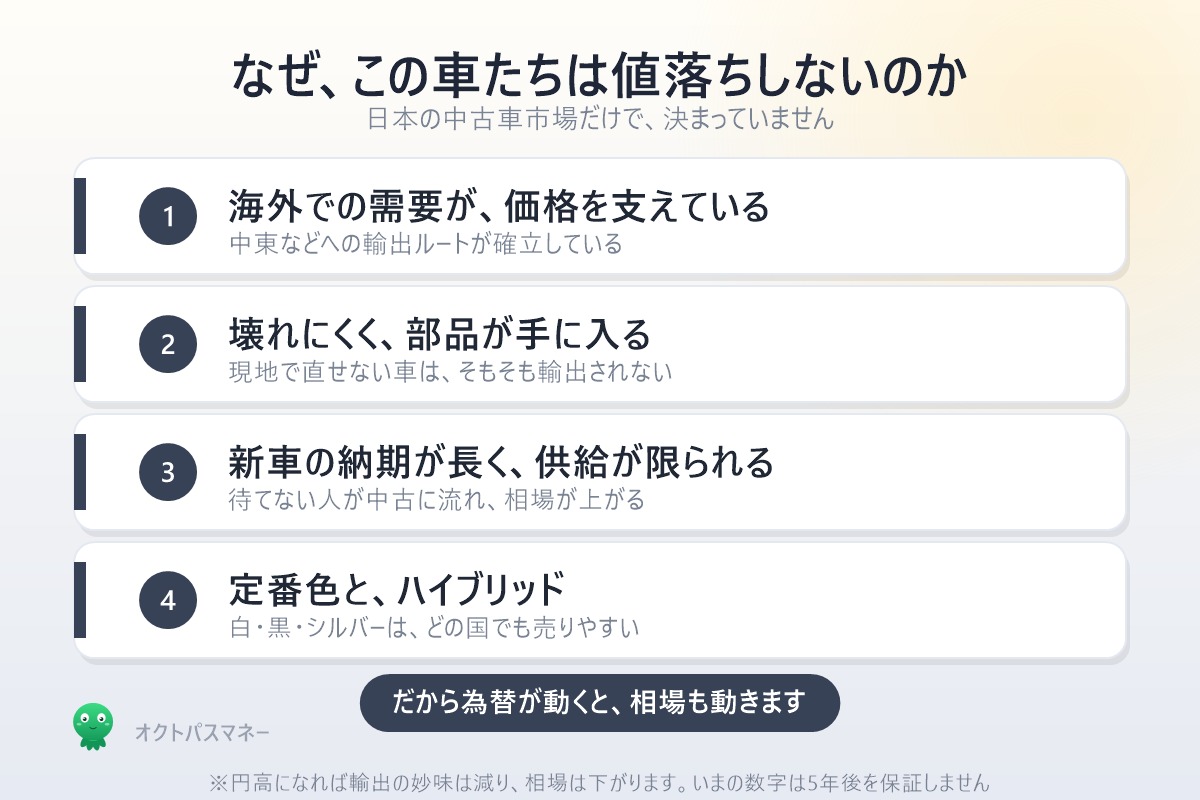 リセールが高い4つの理由 海外需要 壊れにくさ 納期の長さ 定番色とハイブリッド