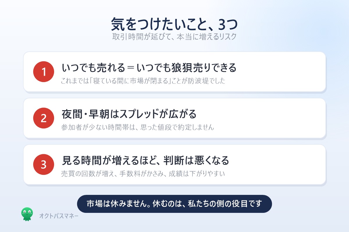 米国株23時間取引で気をつけたいこと3つ 狼狽売り スプレッド 見過ぎ